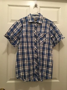 NWT Regatta Great Outdoor Men's Checkered Blue White Short Sleeve Shirt Medium - Picture 1 of 1
