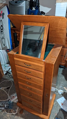 Vintage Wood Jewelry Armoire Chest Cover