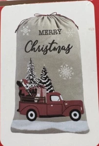 Christmas Burlap Drawstring Jumbo 17x26 Gift Bag Santa Sack For Kids- NEW W/ Pkg - Picture 1 of 4