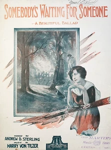 Sheet Music Somebody's Waiting for Someone 1919 Andrew Sterling Harry von Tilzer - Picture 1 of 7