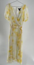 NWT DKNY Spring Belted Yellow & White Dress Size 10 MSRP  $129