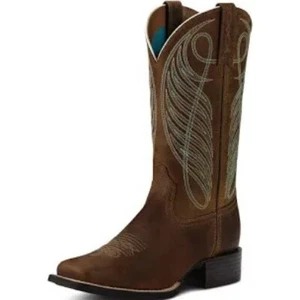 Ariat Round Up Wide Square Toe leather boots size 6 - Picture 1 of 9
