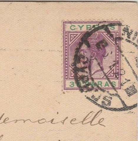 CYPRUS Rare British Occupation Postcard Tied 30 paras KGV Nicosia-Cairo 1921 Cover