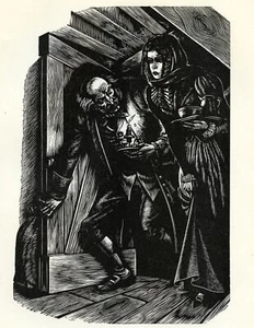 Fritz Eichenberg print A DARK NIGHT from Wuthering Heights 1943 engraving - Picture 1 of 2
