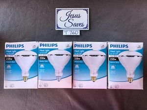 4- Phillips 41674 Heat Lamp 250w BR40 Clear Flood Light Bulb Infrared T760 - Picture 1 of 1