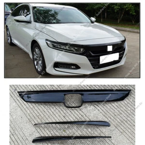 Gloss Black Front Grille + Headlight Brow Frame Trim s For Honda Accord 18-2022 - Bild 1 von 8
