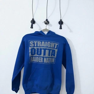 Straight Outta Raider Nation Blue Hoodie Gildan Heavy Blend S - Picture 1 of 6