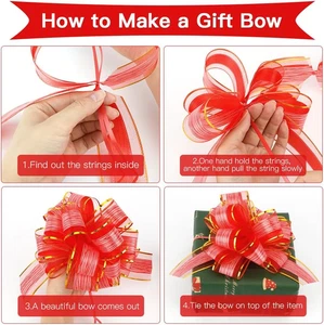 Pull Bows 10 Pcs for Gift Wrapping 6 Inch Christmas Large Organza Ribbon for ... - Picture 1 of 7
