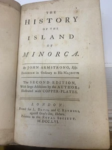 John Armstrong / THE HISTORY OF THE ISLAND OF MINORCA 1756 - Imagen 1 de 6