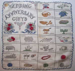 Regalos de aniversario de boda novedad diseñador? Pañuelo vintage Hanky - Imagen 1 de 3