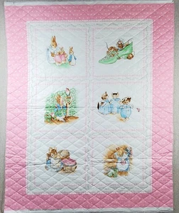 Beatrix Potter vorgesteppt BABY QUILT Stoff Panel 35"x44" Frederick Warne 1988 - Bild 1 von 3
