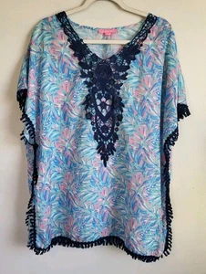 Simply Southern Swim Cover Up Semi Sheer Large XL Embroidered Tassled Pls Read - Picture 1 of 7