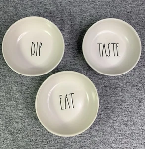 Rae Dunn Set da portata 3 pezzi DIP EAT TASTE in ceramica con ciotola - Foto 1 di 8