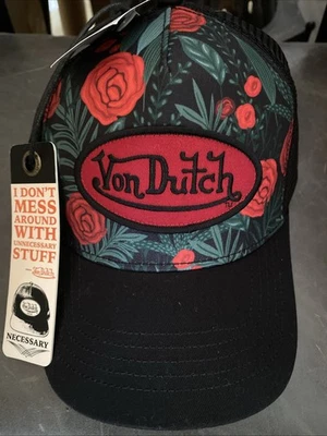 Sombrero Von Dutch Para Mujer Rojo Rosa Negro Bordado Logo Parche Talla Única - Nuevo Con Etiquetas Foto 1 de 4