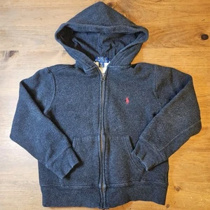 Polo Ralph Lauren Hoodie Boys Size Small (8) Gray Full Zip Long Sleeve Pockets - Picture 1 of 10