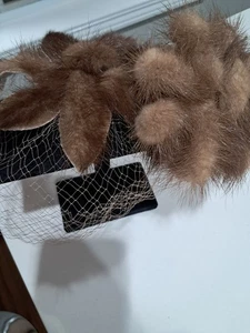 Vintage 1950's ~ Mr. John Caprice Mink Fur Headpiece/ Netting~ NY~ Paris~ EUC! - Picture 1 of 8