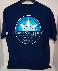 Simply Southern® Collection Women's XL Shortsleeve T-Shirt "Raised Right" Navy - Picture 1 of 5