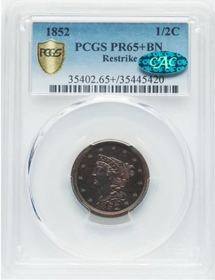 1852 BRAIDED HAIR 1/2C PCGS PR 65+ BN - Image 1 of 4