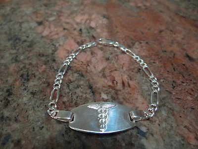 Sterling Silver Medical Alert Bracelet 7.5" - Image 1 of 2