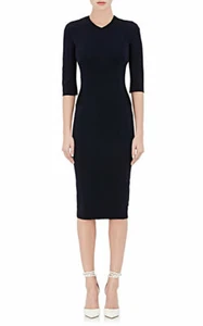 $1895 Narciso Rodriguez Black Wool Stretch Wiggle Sheath Dress 40 - Picture 1 of 3
