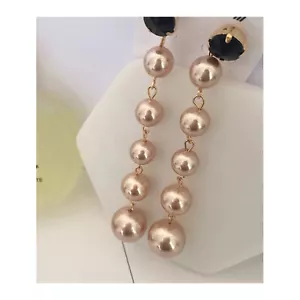 "Pendiente de oreja con cuentas largas colgante tono rosa moda pendiente acabado esmalte 4" - Imagen 1 de 4