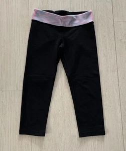 Ivivva by Lululemon Rhythmic Crop Capri Pant Leggings Black Reversible Size 10 - Picture 1 of 10