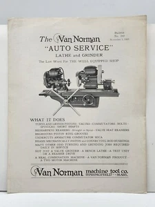 Van Norman Auto Service Drehmaschine & Schleifmaschine Broschüre Werkzeugmaschine Co. Springfield C8 - Bild 1 von 3