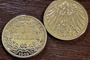 1 Reichsmark 1902 24 Karat Vergoldet - Bild 1 von 3