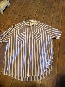 Vintage Western Frontier Pearl Snap Button Up Mens XL Short Sleeve - Picture 1 of 4