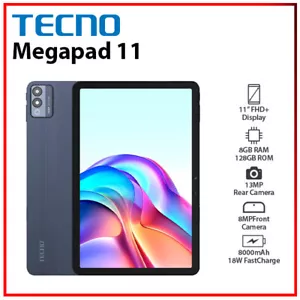 (Wi-Fi+4G) TECNO Megapad 11 LTE 8GB+128GB GREY Unlocked Anrdoid PC Tablet - Picture 1 of 3