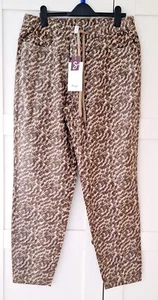 Ladies Khaki Beige Print Elasticated Trousers By Curvissa Sheego Size 18 BNWT - Picture 1 of 6