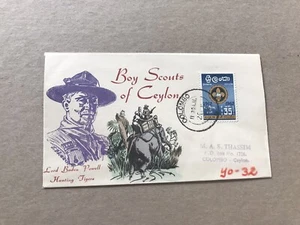 Ceylon 1962 FDC +Boy Scouts Jamboree #SG472 +Lord Powell Hunting Tigers Cachet - Picture 1 of 1