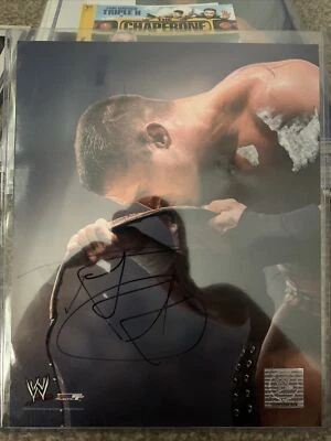 Cinturón de archivo fotográfico firmado por Randy Orton wwe dañado raro Hhh Foto 1 de 2