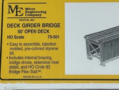 50 foot OPEN DECK GIRDER BRIDGE with BRIDGE TRACK - HO Scale - KIT 75501 - NEW - Image 1 of 4