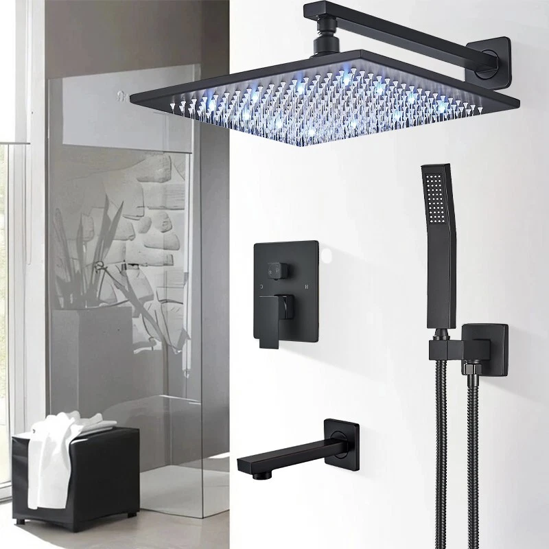 Brushed Nickel Bathtub Faucet Floor Mounted Standing Tub Filler W/Handheld