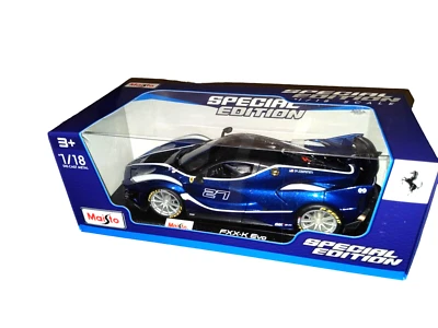 Ferrari FXXK Evo Nº 27 - Maisto 1:18 Edición Especial Diecast Azul Modelo Coche Foto 1 de 4