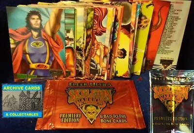 Juego de cartas coleccionables Fleer Ultra Skeleton Warriors 1995 base y envoltorios Foto 1 de 2