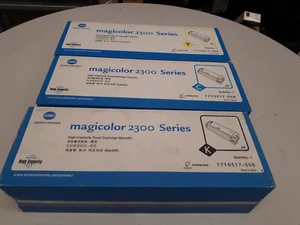 Konica Minolta 2300 High Capacity toner cartridges, Cyan Yellow Black - Picture 1 of 6