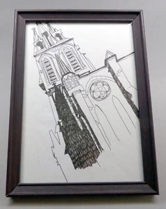 Rahmen, Zeichnung, Zeichnung, Kirche, Kirche Saint Michel Montpellier Kunst Architektur - Bild 1 von 2