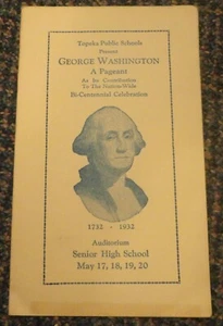 1932 Topeka Kansas Senior High School George Washington programa de concurso - Imagen 1 de 3