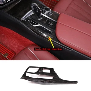 Black Wood Grain Gear Shift Panel Cover Trim for BMW 5 Series G30 2018-2022 - Picture 1 of 11