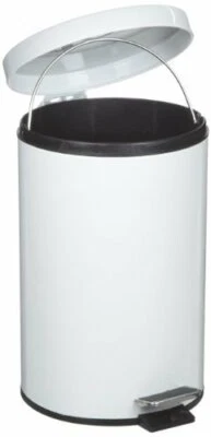 Bote de basura comercial Rubbermaid, redondo, acero, 1,5 gal, blanco, FGMST15EPLWH Foto 1 de 3
