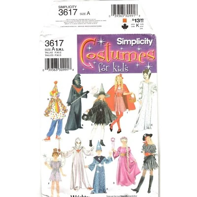 Simplicity 3617 Costumes for Kids SZ A (S,M,L )Witch,Wizard Fairy Halloween UC - Image 1 of 3