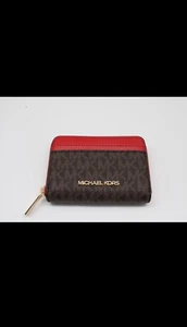 Nuevo Michael Kors Jet Set Viaje Mediano Estuche para Tarjetas Billetera Marrón/Llama - Imagen 1 de 3