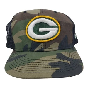 GREEN BAY PACKERS Hat Adult One Size Green Camo Mesh NEW ERA Trucker NFL - Picture 1 of 8