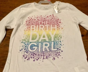 Girl’s Birthday Children's Place Long Sleeve T Shirt Large 10/12 New - Picture 1 of 4
