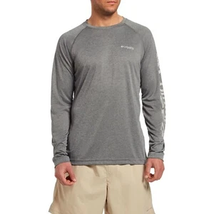 COLUMBIA MENS PFG TERMINAL TACKLE HEATHER LONG SLEEVE SHIRT GREY SIZE SMALL $45 - Picture 1 of 5