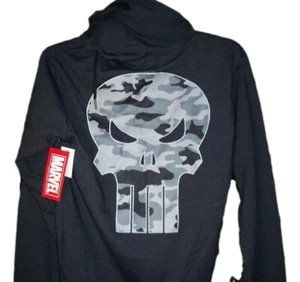 MARVEL PUNISHER MENS HOODED ZIPPER JACKET SIZE SMALL 34-36 GRAY COMIC Bk COAT S2 - Picture 1 of 2