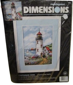 Dimensions Needlepoint Kit Lighthouse Cove Cotton Canvas Thread USA Made Complet - Picture 1 of 8