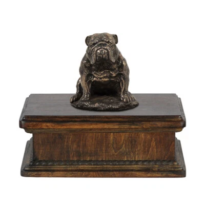 Bouledogue français urne basse en bois Art-Dog - Photo 1/4